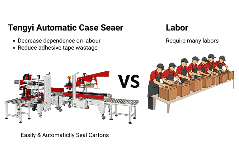 tengyi automatic case sealers vs labor work