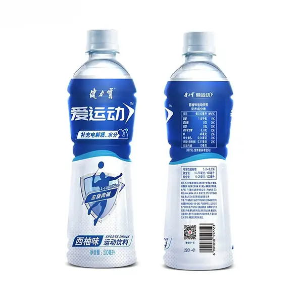 bottled water with shrink wrapped label