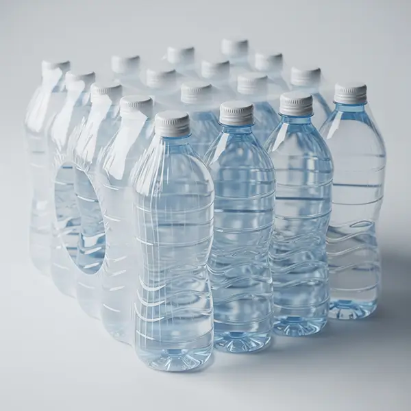 shrink wrapped PET bottles