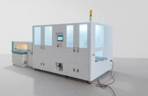 Máquina automática de corte de cantos e encolhimento de embalagens